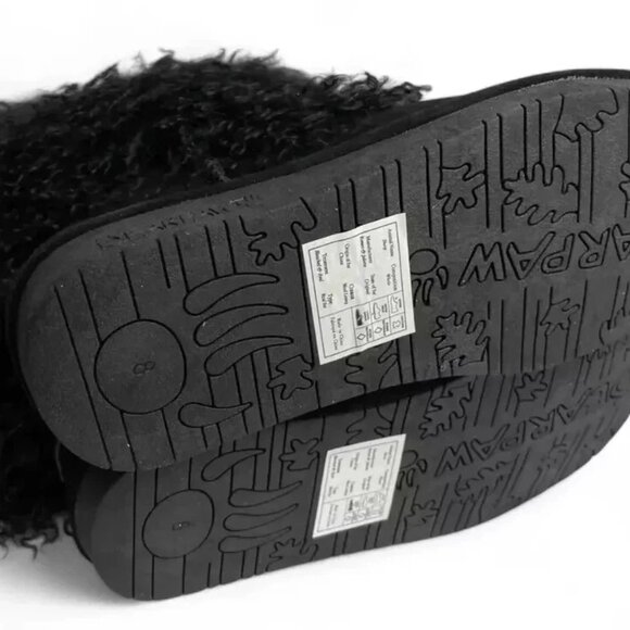 Bearpaw Boo Black Shearling Wool Line Curly Lamb Fur Mongolian Sherpa Boots 7 - Picture 8 of 9